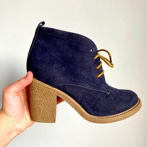 Chunky Navy Heeled Booties
